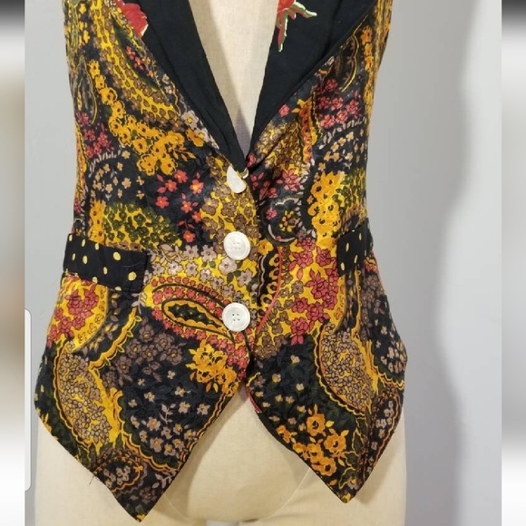 JONATHAN MARTIN VINTAGE POLKA DOT PAISLEY VEST 90S PREPPY FALL AUTUMN COLLEGE L - Picture 4 of 9